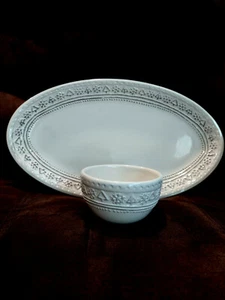 Hallmark Platter & Dip Bowl Oval Winter White Christmas Holiday Serving Tray - Picture 1 of 7