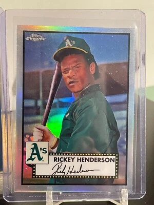 2021 Topps Chrome Platinum Anniversary REFRACTOR Rickey Henderson #501 ATHLETICS - Image 1 of 2