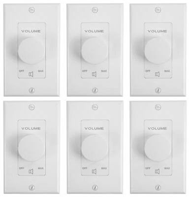 6) Controladores de zona de control de volumen de pared Rockville VOL70100 blancos 100 vatios 70 V Foto 1 de 4