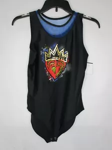 Descendants 3 Evie Costume Girls XL 14-16 Leotard Black Disney Dancewear Snap - Picture 1 of 11