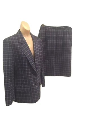 Conjunto de traje blazer falda escocesa vintage Pendleton para mujer talla 12 lana púrpura negro Foto 1 de 4