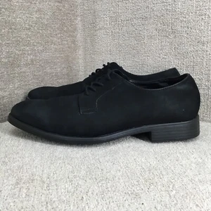 Calvin Klein Shoes Men 8 Black Nubuck Leather Covin Oxford Dressy Casual Lace - Picture 1 of 12