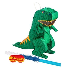 3pc Dinosaur Pinata Set with Stick & Blindfold Blue Stick Birthday Party Game - Picture 1 of 6