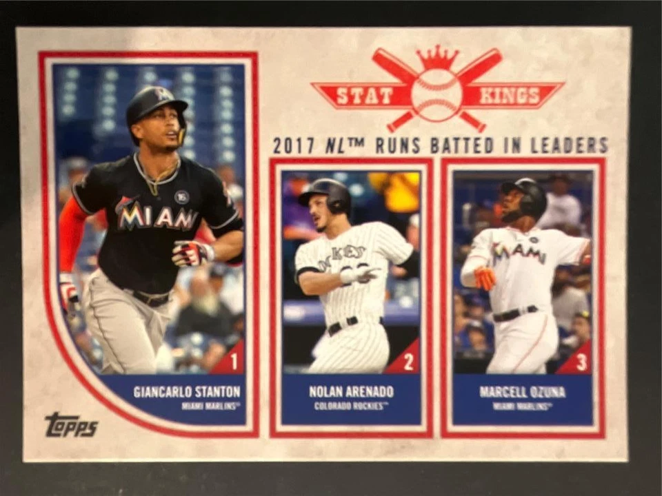 2018 Topps Big League Stat Kings #309 NL RBI Leaders Stanton Arenado Ozuna - Image 1 of 1