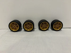 4 LEGO Tire 37 x 22 Low Profile Gold Rim Axle Hole (55978 56145) - 4 Pieces - Picture 1 of 5