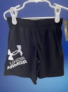 NEW WITH TAGS Under Armour Shorts - Black with White Logo Size 4 MSRP $18 - Picture 1 of 5