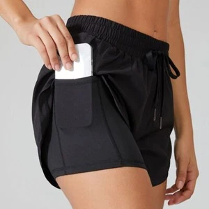 Women Shorts Elastic Running Sport Workout Short Fitness Leggings Gym Yoga Solid - Picture 1 of 72