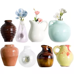 5/8PCS Mini Ceramic Vase Refrigerator Magnets, 3D Flower Vase Plant Vase Fridge - Picture 1 of 13