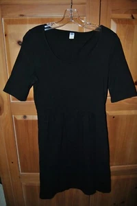 NEW OLD NAVY BLACK SKATER BASIC COTTON DRESS SIZE MEDIUM. STRETCHY HEAVYWEIGHT - Picture 1 of 4
