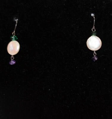 New White Mother of Pearl Earrings Choose Post Back, Hoop or Fish Hook Pick One - Image 1 of 4