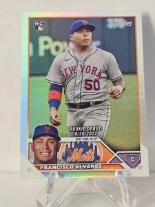 Francisco Alvarez 2023 Topps Update #US255 Rookie Debut RC pellicola arcobaleno Mets - Foto 1 di 2
