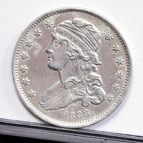 1833 Bust Quarter - Ch AU Details, Cleaned with Damage (47411-L) Cover