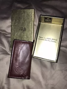 Vintage Rolfs Cowhide 6 Hook Key Kaddy Case Brass Brown Mid Century MCM Pat.Pend - Picture 1 of 7