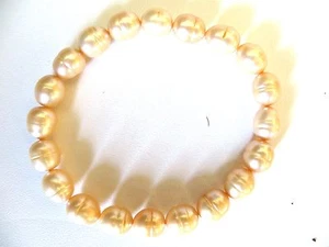 Bracciale Elastico Honora Coltivato Colore Champagne Perle 8 MM - Foto 1 di 1