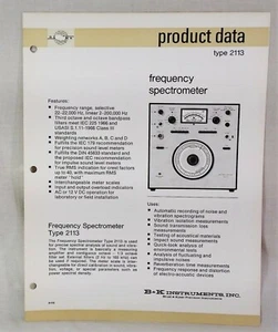 Vintage B & K Frequency Spectrometer Type 2113 Specs Brochure 4 pp - Picture 1 of 3
