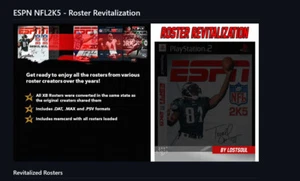 ESPN NFL 2K5 Football 1980 - 2023 Roster Update File PlayStation 2 Memory Card - Picture 1 of 1