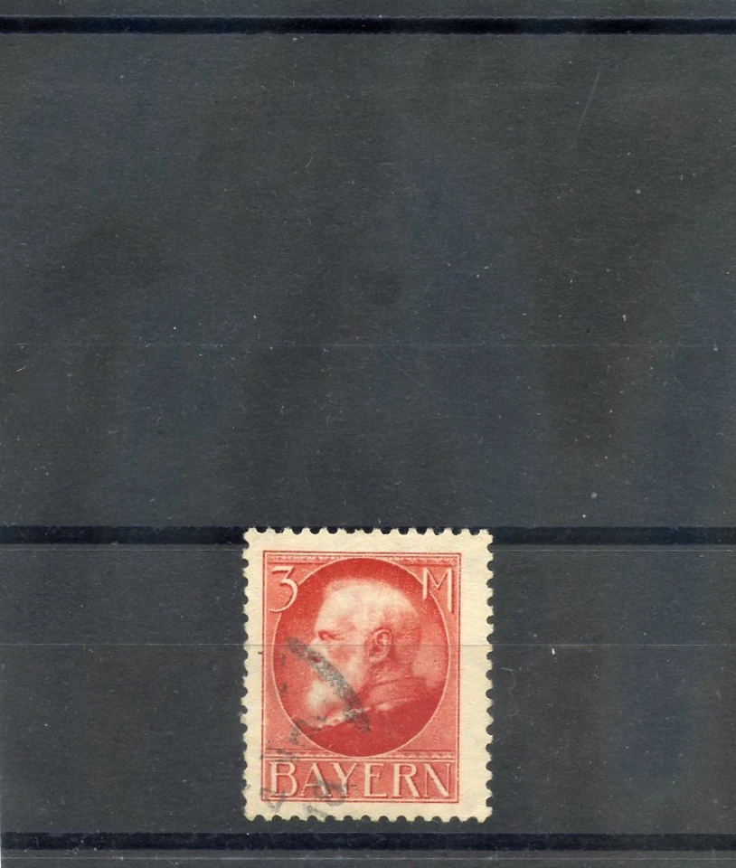 GERMANY, BAVARIA Sc 111(MI 106 I)F-VF USED 1914 3M VERMILION, PERF 111/2, $110 - Image 1 of 1