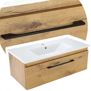 Waschbecken mit Unterschrank Badmöbel Gästebad Holz Hänged Toilette Waschtisch - Bild 1 von 17