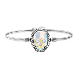 Luca + Danni Kristallpflaster Schädel Armreif Armband in Aurora Borealis Silber Tonne... - Bild 1 von 4