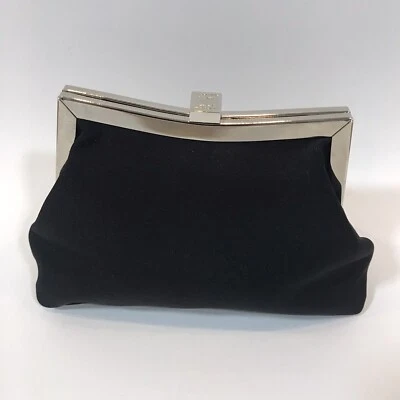 Liz Claiborne Day to Evening Bag Purse Fabric or Chain Strap Womens Black 7x4.5" - Image 1 of 4
