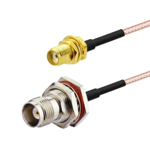 SMA female to TNC female bulkhead O-ring pigtail Coax Cable RG316 15cm wireless - Picture 1 of 3