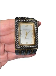 Joan Rivers Watch Cuff Bangle Bracelet 30mm Mixed Tone Quartz New Statement - Picture 1 of 7