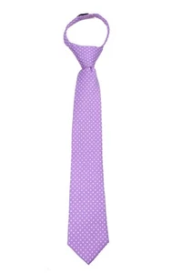 Boy's 14 Inch Lavender and White Dot Pretied   Zipper Necktie - NWT - Picture 1 of 2