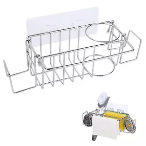Stainless Steel Sponge Holder Dish Cloth Hanger for Kitchen Sink Caddy Rack - Picture 1 of 6
