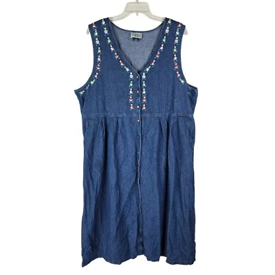 Vestido Jersey Vintage Años 90 Para Mujer 24W Denim Muñeco de Nieve Botón Frontal Navidad Vacaciones Foto 1 de 4