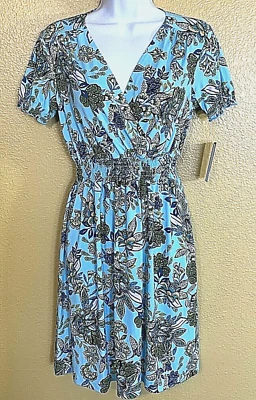 EN FOCUS STUDIO ~ Vestido manga corta corte bajo estilo talla 4 cintura acanalada tirar sobre Nuevo Foto 1 de 4