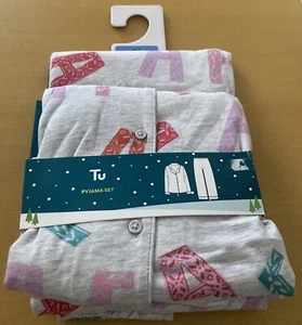 LADIES TU CHRISTMAS FALALA' BUTTON PYJAMAS SIZE 22 LONG SLEEVE/LEG PJS BNWT XMAS - Picture 1 of 12