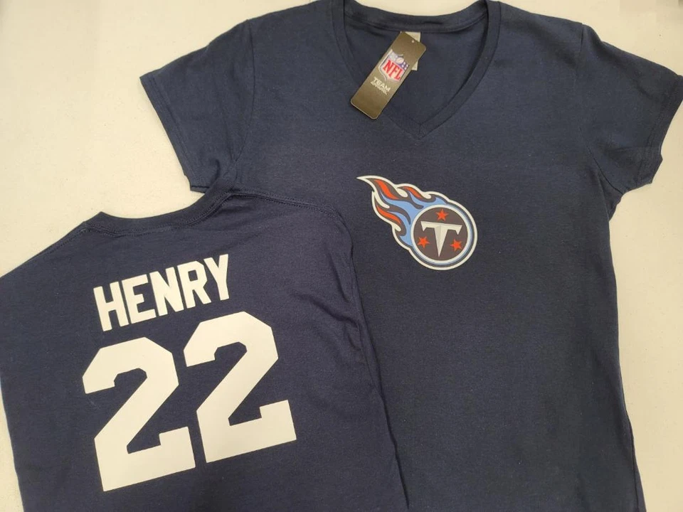 20830 Womens Apparel TENNESSEE TITANS "Eligible Receiver" V-Neck Shirt NAVY New - Image 1 of 1
