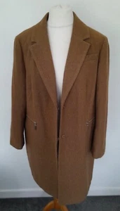 M&S COLLECTION - Wool Mix Mid Length CAMEL MIX Coat Size 18 - Picture 1 of 13