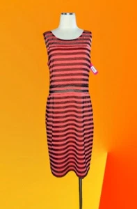 XHILIRATION Sz XL Orange Coral Black Striped Dress Sleeveless Stretch Womens NWT - Picture 1 of 13