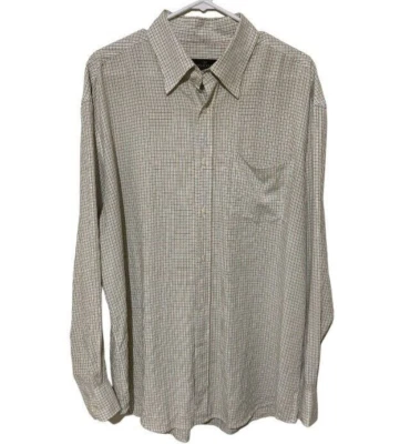 Bugatchi Uomo XL Dress Shirt White Green Button Down RN99428 CA06064 - Image 1 of 4