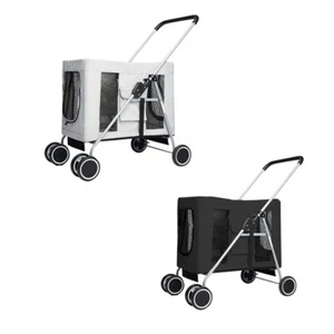 Pawz Large Pet Stroller Dog Cat Carrier Travel Pushchair Foldable Pram 4 Wheels - Picture 1 of 33
