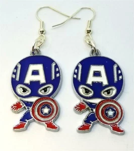 Captain America Charm Earrings - Picture 1 of 3