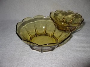 CHIP & DIP VINTAGE ANCHOR HOCKING, SUECO MODERNO, ORO MIEL, CAJA ORIGINAL - Imagen 1 de 15