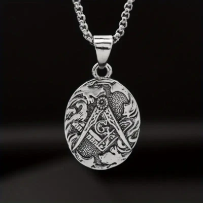 Collar medallón masón joyería colgante plateado vintage Foto 1 de 4