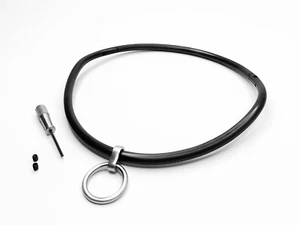 Collar de acero negro mate curvado de 17" nuevo diseño 6 mm, bloqueo collar de día de eternidad - Imagen 1 de 4