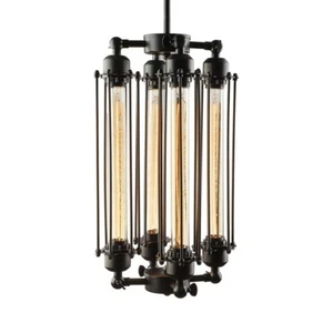 Industrial Steampunk Ceiling Light Chandelier Metal Cage Edison Pendant Lamp - Picture 1 of 8