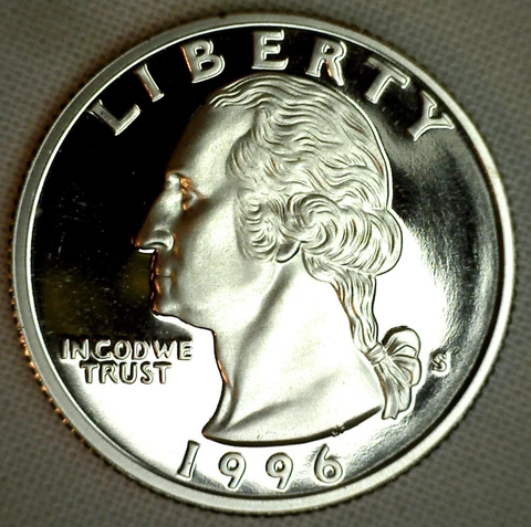 1996 S CLAD Proof Washington Quarter 25c Coin Twenty Five Cents Cover