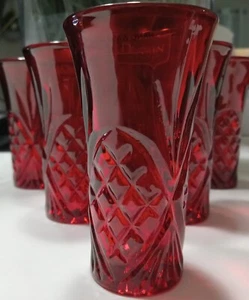 6 GODINGER Dublin Coll. Shannon Red-Crystal 2 oz. VODKA SHOOTERS Shot Glasses - Picture 1 of 14