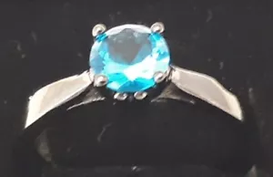 Chic Bright Blue "lab created" Sapphire Ring (Size 9) Black Gold over Sterling - Picture 1 of 5