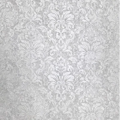 Embossed grayish off white cream plaster textured Victorian damask Wallpaper 3D - Image 1 of 4