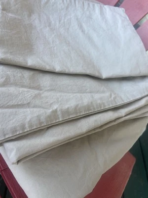 "Juego de sábanas West Elm Organic 400 hilos Queen 16"" caqui profundo/gris" Foto 1 de 4