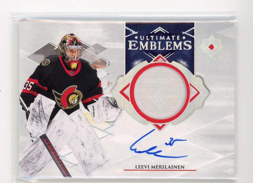2023 Ultimate Collection Emblems Rookies Leevi Merilainen #UE-LM Rookie Auto RC - Image 1 of 1