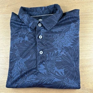 Tommy Bahama Polo Shirt Mens Large L Hibiscus Floral Print Cotton Blend Blue - Picture 1 of 8