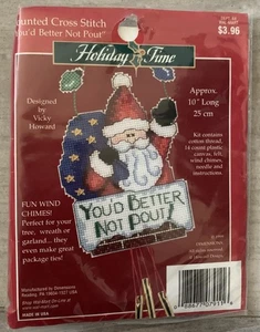 Neu 1999 Holiday Time, "you'd Better Not Pout" Maße gezählt Kreuzstich - Bild 1 von 2