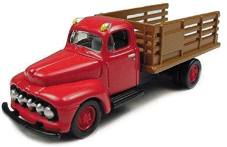 Classic Metal Works 30121 HO Mini Metals Red/Brown 1951 Ford F-6 Stake Truck - Image 1 of 1